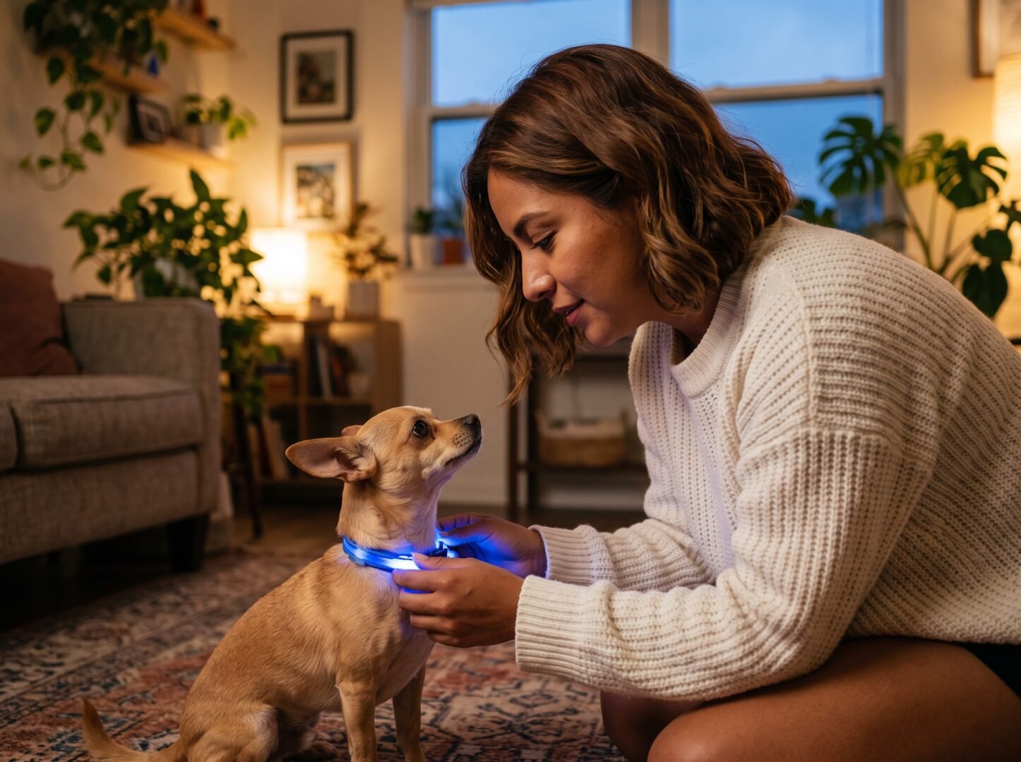 Collar LED para perro Chihuahua para paseos nocturnos seguros