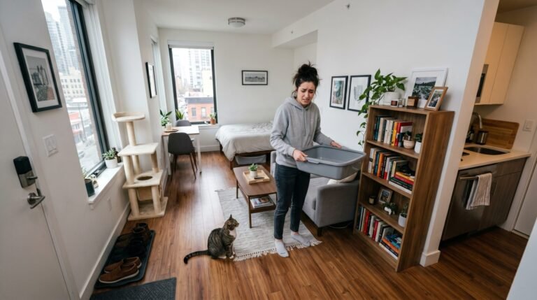 Dónde poner el arenero del gato en un departamento pequeño: ideas prácticas y errores que debes evitar